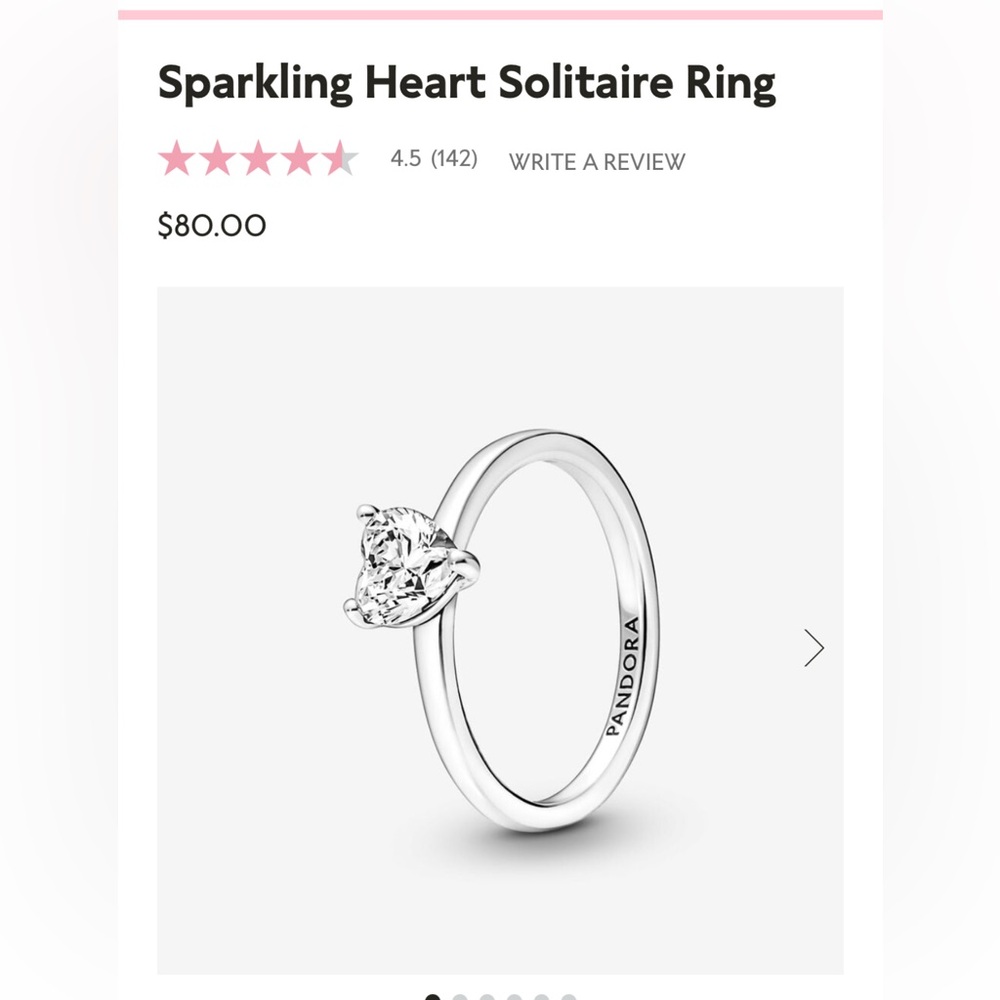 Pandora Sparkling Heart Solitaire Ring